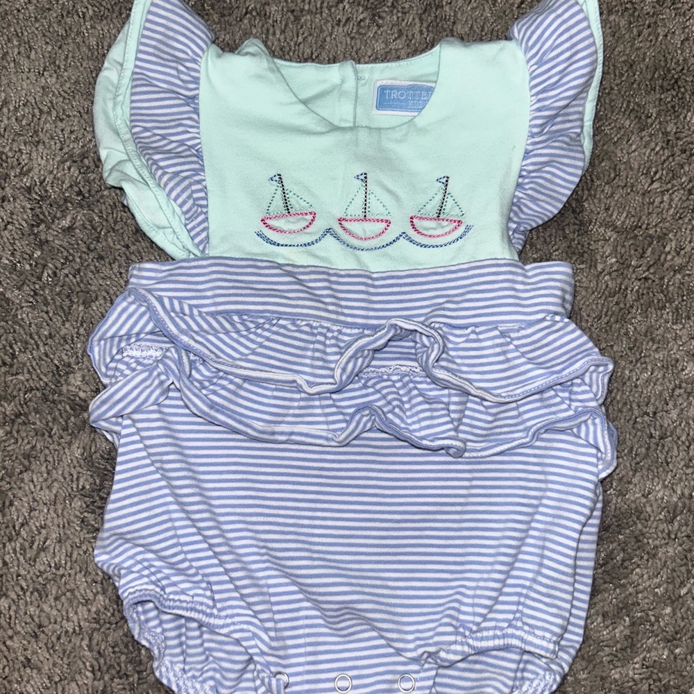 Kids Mint and Blue Striped Bodysuit